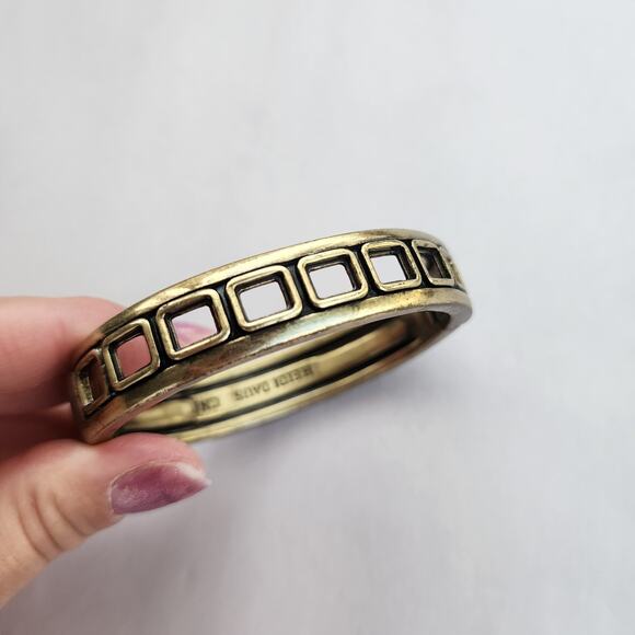 Heidi Daus Bangle Bracelet Hinge Old Gold Purple Cognac Crystal Age Of elegance - Picture 7 of 12